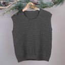 Bluum Strikkevest Robin til dame Svart og grått garnpakke i Soft Merino Ull