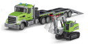 Speed Car 1:12 R/C Gravemaskinlastebil med Lys - 2-i-1