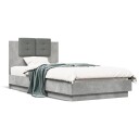  Sengeramme med hodegavl og LED-lys betonggrå 90x190 cm 8721012277977