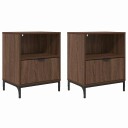  Nattbord 2 pcs brun eik 49 x 36 x 61 cm Konstruert tre