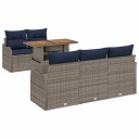vidaXL Hagesofa Set 6 stk. grå og marineblå