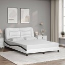  Sengeramme med LED-lys hvit og svart 120x200 cm kunstig lær 8721012356412