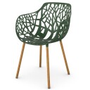 Fast Forest Stol med armlener Iroko/Dark Green