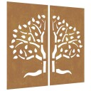 Veggdekorasjoner til hage 2 stk 105x55 cm cortenstål tredesign