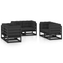 vidaXL Hagesofagruppe med puter 6 deler heltre furu