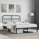 vidaXL Sengeramme i metall med hodegavl svart 140x190 cm 8720845881214