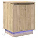  Nattbord med LED lamper Sonoma eik 39x34,5x50 cm