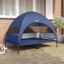Vidaxl Hevet Hundeseng 127 X 81 X 108 cm Stoff Og Stål Marineblå