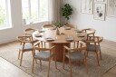Kopparbo spisegruppe rund 180 cm eik med 8 Jolie spisestoler  