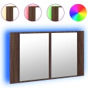  LED-speilskap brun eik 80x12x45 cm akryl