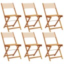  Sammenleggbare hagestoler 6 stk beige stoff og heltre 3214620