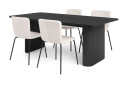 Bark Kopparbo Spisebord 180 240 cm Uttrekkbart med 4 Katy Spisestoler   Svart / Hvit Bouclé / Metallben Svart