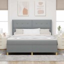  Rammemadrass med madrass & LED Lysegrå 180x200 cm Stoff
