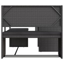  Hagesofa med bord og puter L-formet svart polyrotting 362347