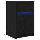  LED Nattbordskap med skuff Svart eik 38 x 34 x 61 cm Sponplate
