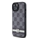 DKNY skinnveske med rutete ensfarget mønster og trykte striper til iPhone 15/14/13 - Svart
