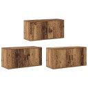  Veggmontert TV hylle sett 3 pcs Gamle tre 80 x 34,5 x 40 cm