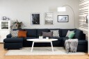 Crazy 5 seters Høyrevendt U formet X Large Sofa med Divan og Sjeselong i Stoff   Blå