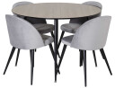Venture Design Silar & Velvet spisegruppe Natur/grå 4 st stoler & bord 100 cm