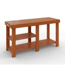 Benk til skohylle i akasietre – 2 hyller 87x28x45cm