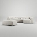 Decotique Grand 4 Seter Sofa Divan Høyre åpent endestykke med Fotskammel Moon White