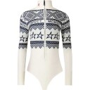 Perfect Moment Intarsia Knit Merino Wool Bodysuit Dame White/Blue XS
