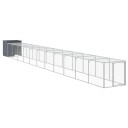 Vidaxl Hønsebur Med Gård Antrasitt 110X1221X110 cm Galvanisert Stål