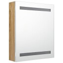 vidaXL LED-speilskap til bad hvit og eik 50x14x60 cm