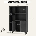 Bokhylle med dører og åpne hyller – svart moderne design