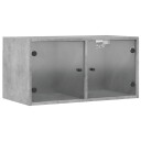  Sideskap med glassdører betonggrå 68,5x37x35 cm 8721012214538