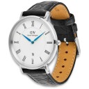 Daniel Wellington DW Watch Classic Roman Numerals Date Black Croc Belly Silver 40mm