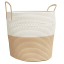  Oppbevaringskurv beige og hvit Ø43x38 cm bomull