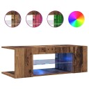  TV-benk med LED-lys gammelt tre 90x39x30 cm konstruert tre 8721158437822
