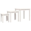 vidaXL Stablebord 3 stk hvit heltre furu
