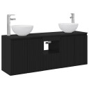 vidaXL Baderomsskapsett 3 stk. Svart 49,5 x 41 x 64,5 cm