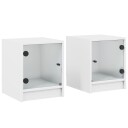  Nattbord med glassdører 2 stk vhit 35x37x42 cm 8721012212947