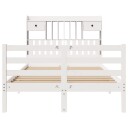  Seng med bokhylle uten madrass hvit 135x190 cm heltre furu 8721158607164