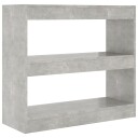 vidaXL Bokhylle/romdeler betonggr? 80x30x72 cm