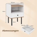 Hvitt nattbordsett med skuff og åpen hylle – moderne design