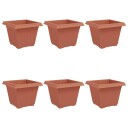 vidaXL Firkantet Blomsterpotte 6 pcs Klinker Rød 28,5 x 28,5 x 22 cm