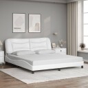  Sengeramme med LED-lys hvit 180x200 cm kunstig lær 8721012356641