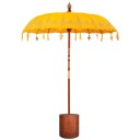 vidaXL Balinesisk parasoll med base 260 Gul og brun 190 x 190 x 295 cm