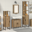  Baderomsinnredningssett med hylle 4 pcs Brun 33 x 33 x 185.5 cm