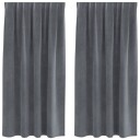  Gardiner med gardiner 2 pcs Lysegrå 140 x 175 cm Fløyel