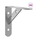 Hyllebraketter 4 stk 15x2,5x11,5 cm sølv rustfritt stål