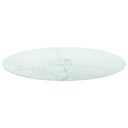  Bordplate hvit Ø80x1 cm herdet glass med marmor design