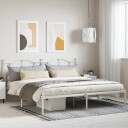 vidaXL Sengeramme i metall med sengegavl hvit 200x200 cm