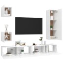 vidaXL TV-benksett 5 deler hvit sponplate