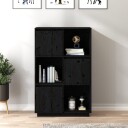 vidaXL Highboard svart 74x35x117 cm heltre furu