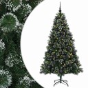 vidaXL Kunstig juletre med kuler 210 cm 300 LED-lys Varmhvit
